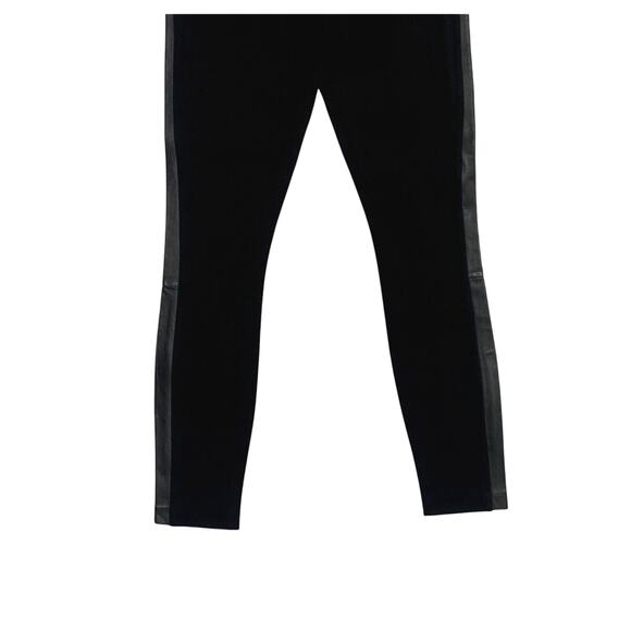 NWOT J. Crew Leather Trim Tuxedo Stripe Pixie Ponte Ankle Pants Legging 00 Black - Picture 4 of 15